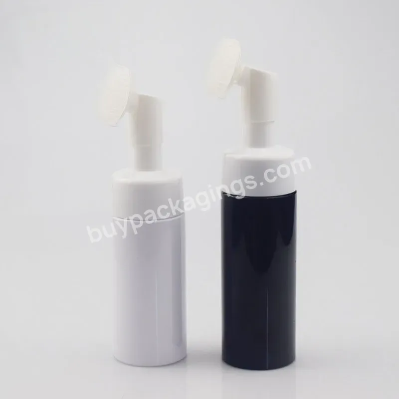 120ml Plastic Cosmetic Facial Cleanser Foam Soap Dispenser Bottle With Brush For Face Wash