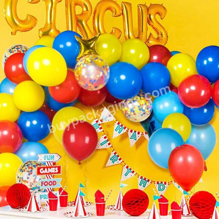 121 PCS Carnival And Circus Balloon Garland Arch Kit Carnival Party Supplies Red Blue Yellow Confetti Latex Balloons Garland