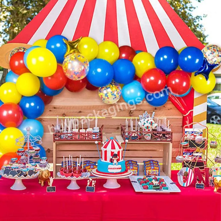 121 PCS Carnival And Circus Balloon Garland Arch Kit Carnival Party Supplies Red Blue Yellow Confetti Latex Balloons Garland