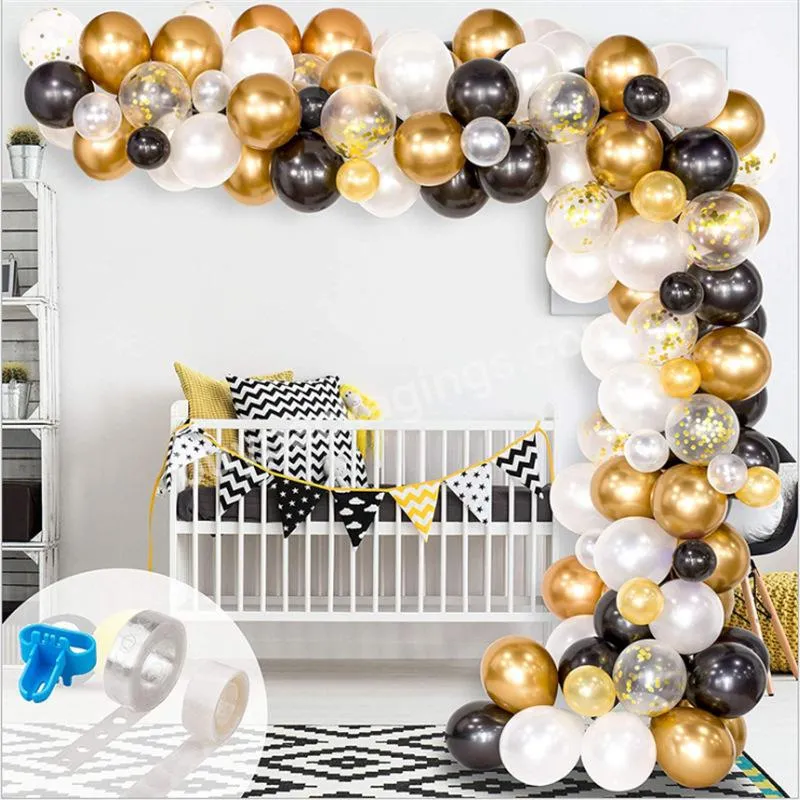 123Pcs Black White Gold Balloons Arch Balloon Garland Kit For Engagement Wedding Birthday Baby Shower Christmas Party Decoration