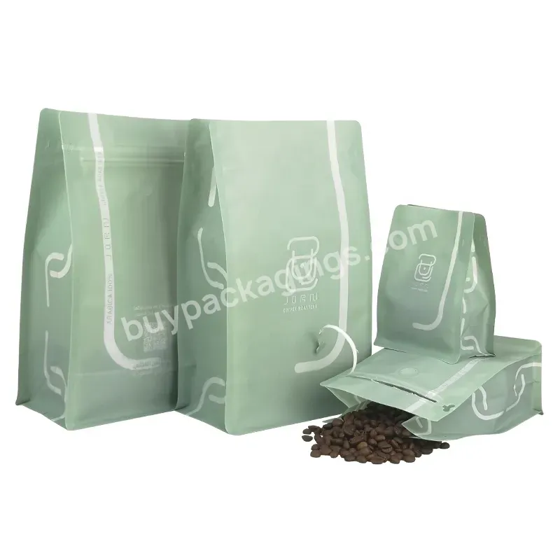 125g 250g 1000g Square Bottom Coffee Packaging Bag Transparent Food Coffee Beans Pouches Custom Printed With Valve And Zipper