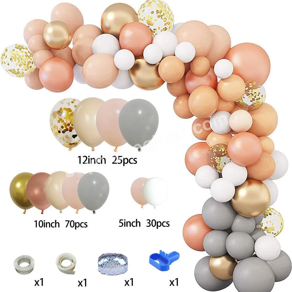 129 pcs balloon garland arch set 12 inch peach rose gold gray balloon wedding birthday party decoration