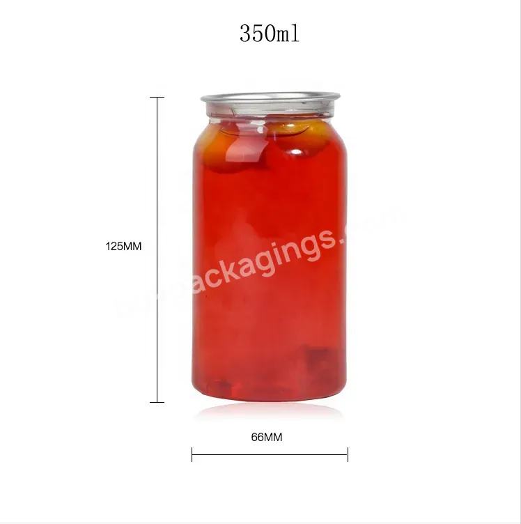 12oz 350ml Pet Transparent Soft Drink Can Empty Plastic Clear Soda Beverage Can With Easy Open Lid