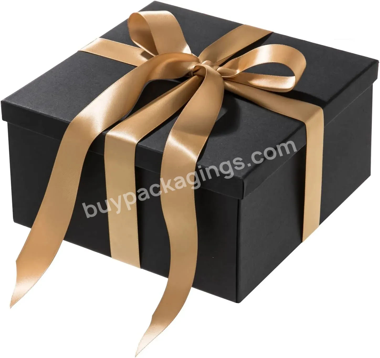 12x8x4 Inches Black Large Magnetic Lids And Ribbon Folding Gift Packaging Box