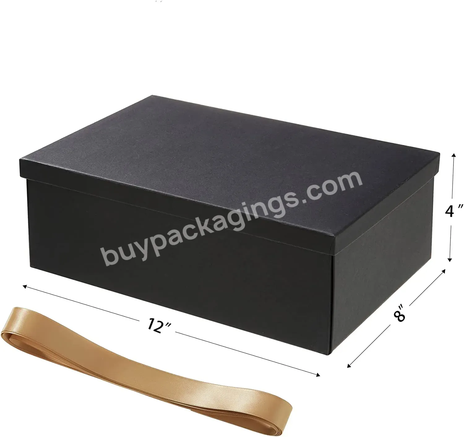 12x8x4 Inches Black Large Magnetic Lids And Ribbon Folding Gift Packaging Box