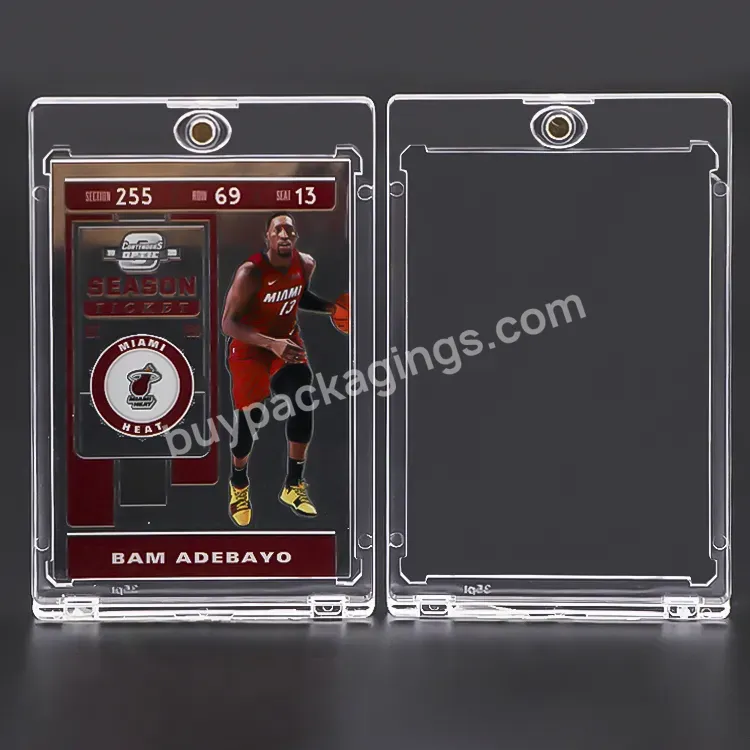 130pt Customized Sports Trading Graded Card Storage Case One Touch Magnetic Card Holder Super Clear Card Slab Magnetic