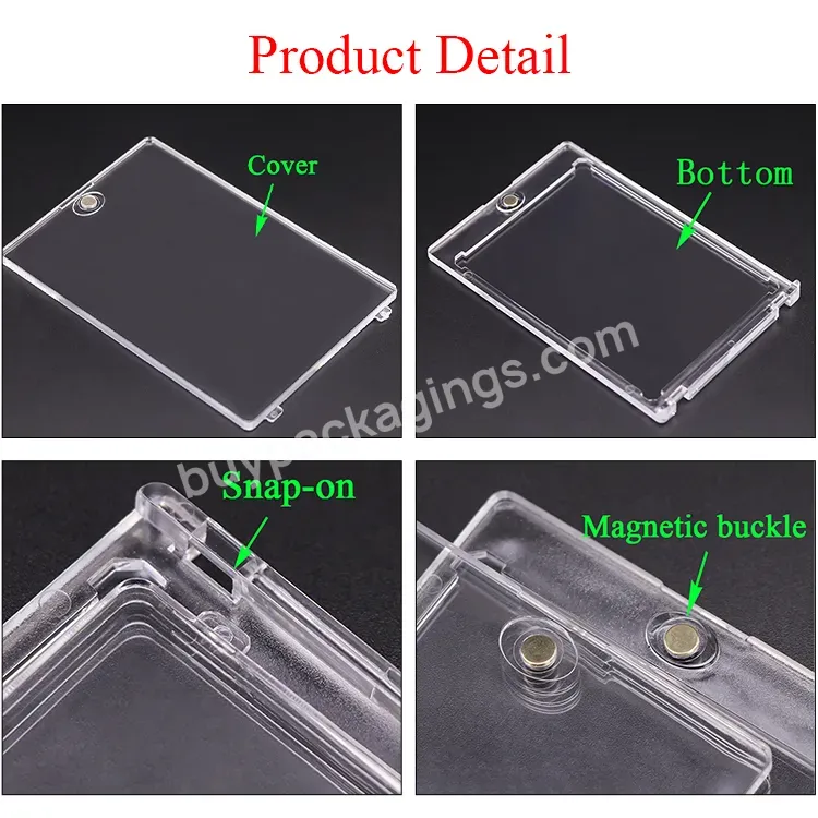 130pt Customized Sports Trading Graded Card Storage Case One Touch Magnetic Card Holder Super Clear Card Slab Magnetic