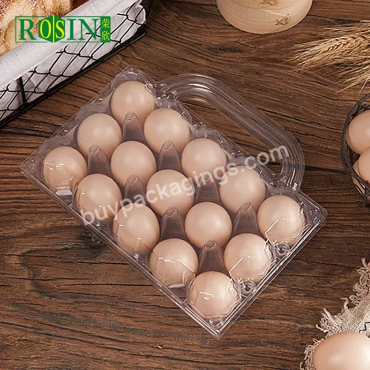 15 30 Holes Egg Storage Pet Transparent Box,Eco Friendly Plastic Blister Deviled Egg Packaging Tray For Chicken Eggs With Handle