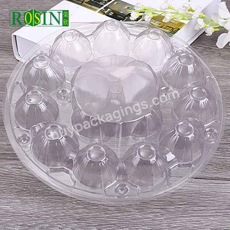 15 30 Holes Round Plastic Clear Egg Tray Holder For Sale Clamshell Pet Plastic Egg Tray Box With Cover