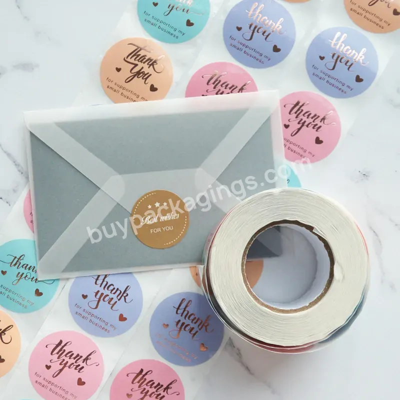 1.5 Inch Stickers Circle Roll Thank You Stickers For Small Business With Customized Print Logo