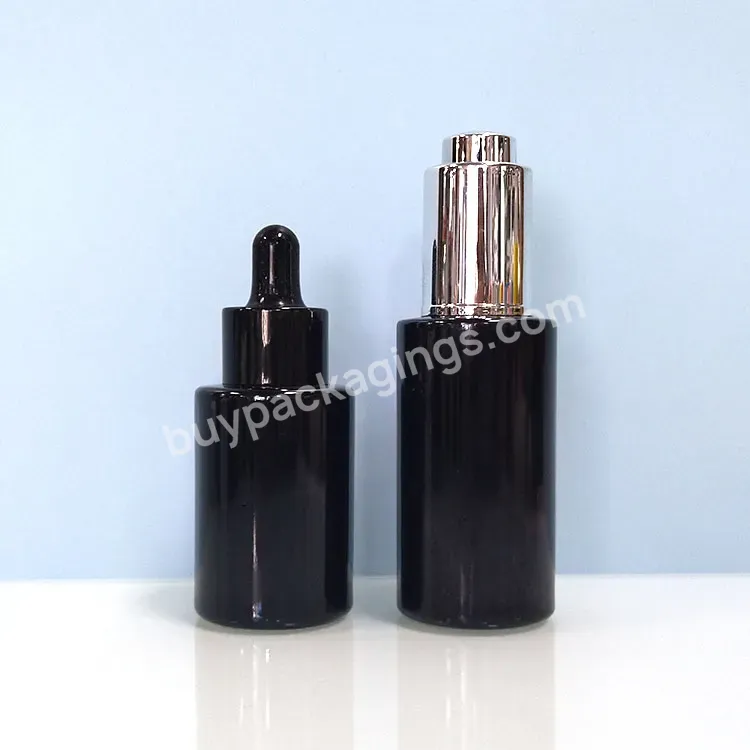 15 Ml 30 Ml Serum Bottle Dropper Press Push Button Drop Bottle Black Dropper Glass Skin Care Oil Dropper Bottle