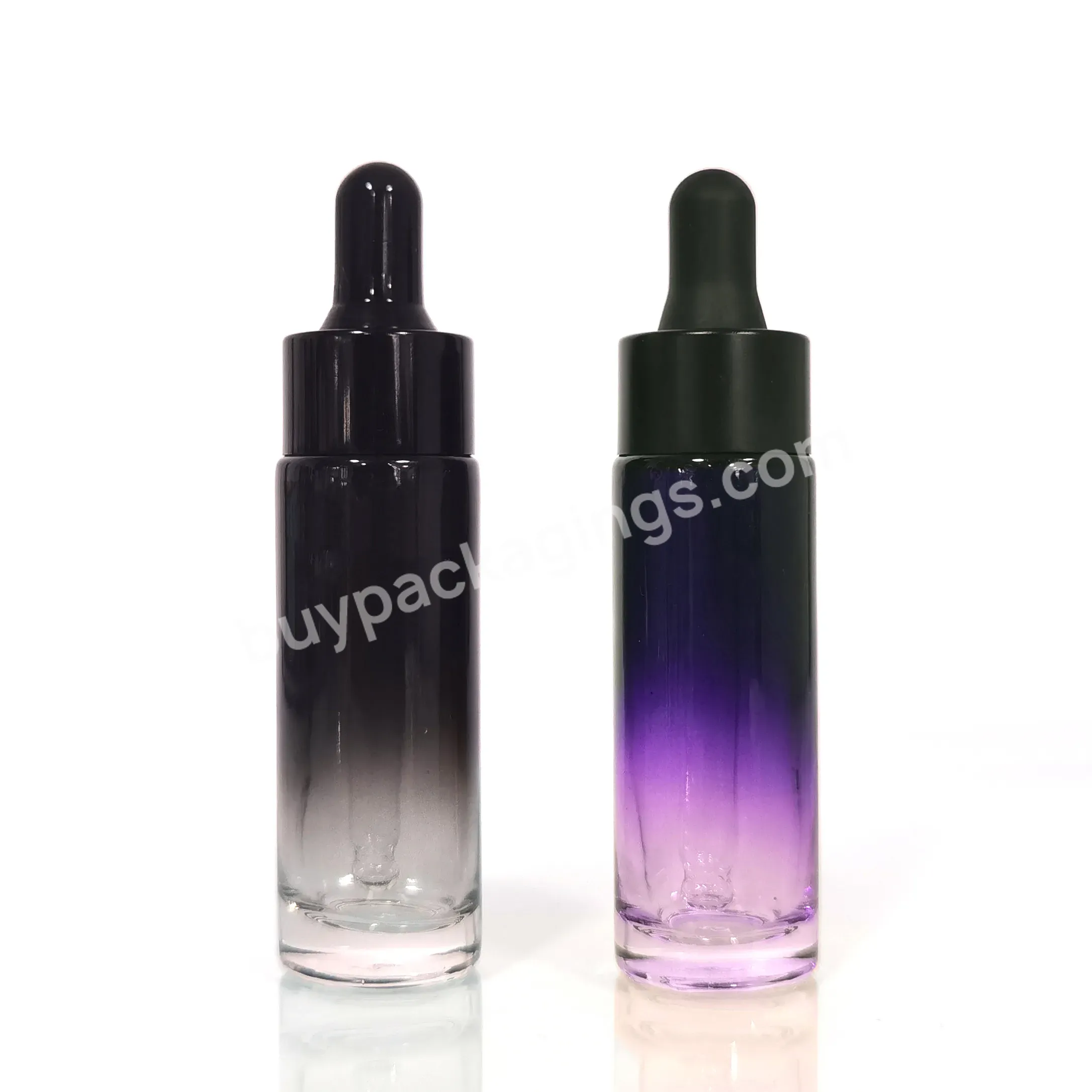 15 Ml Cylinder Logo Printing Empty Serum Mini Body Lotion Bottle Cosmetic Set Gradient Painted Colored Glass Dropper Bottles