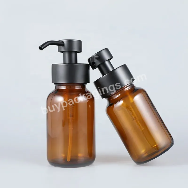 150ml 200ml 250ml 44 Size Glass Bottle With Matte Black Stainless Steel Foaming Pump