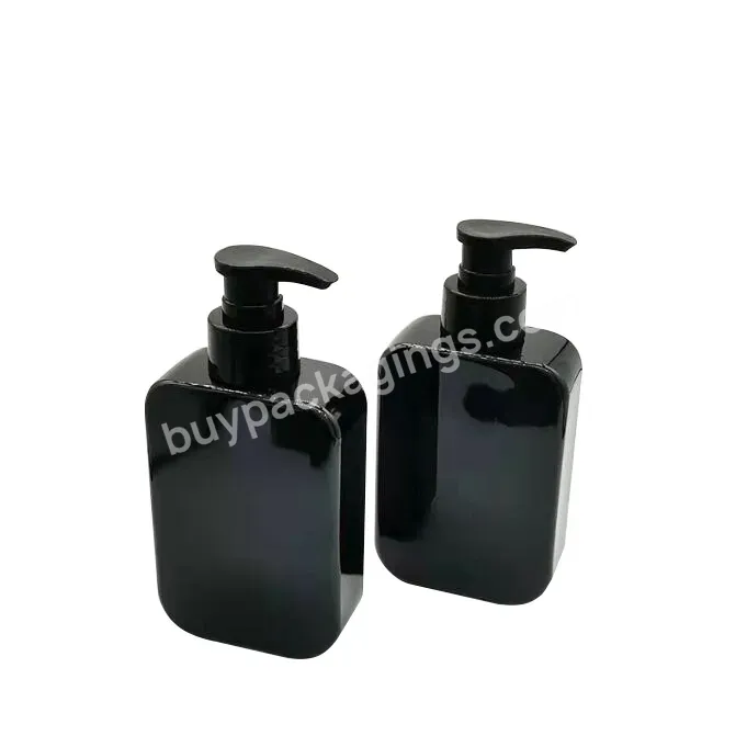 150ml 200ml 250ml Flat And Square Shape Empty Pet Shampoo Lotion Bottle With Black Lotion Pump