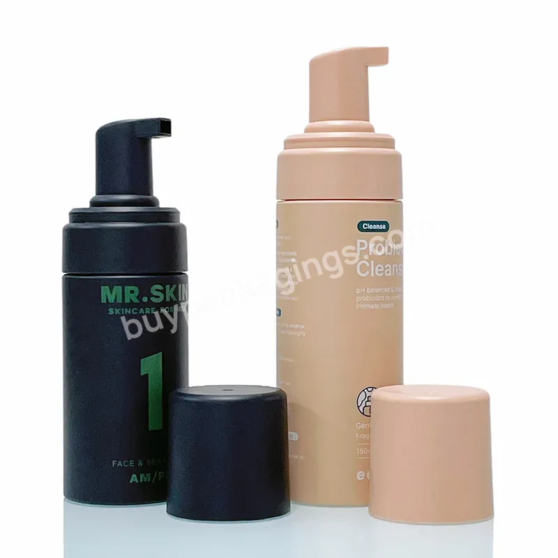 150ml 200ml Custom Acceptable Pet Plastic Cosmetic Packaging Portable Black Facial Cleanser Aftershave Foam Pump Bottle