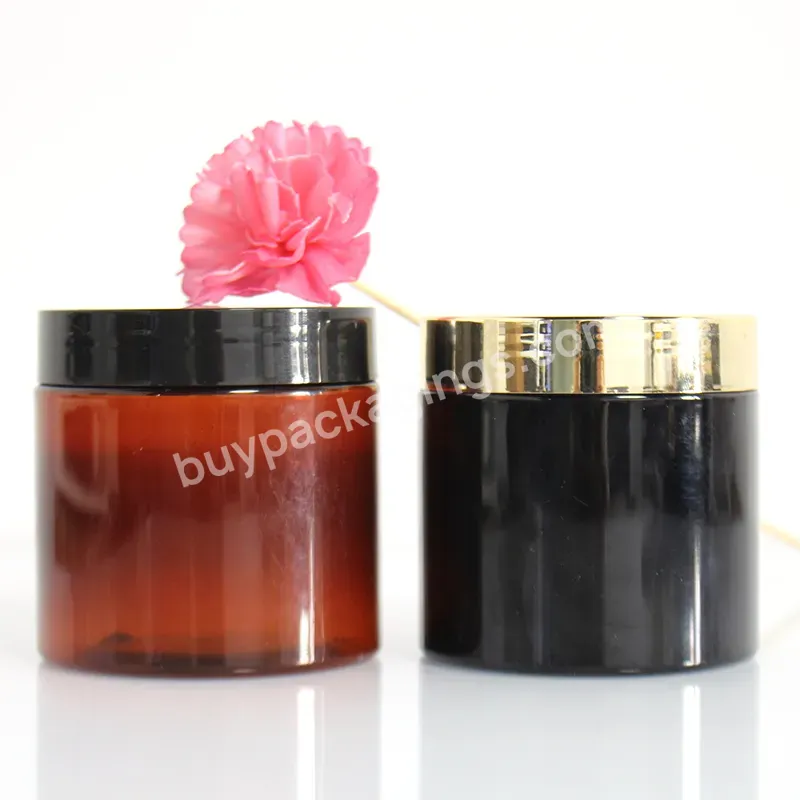 150ml 4oz 8oz Black Lid Clear Packaging Containers Pet Plastic Mason Body Cream Cosmetic Jars With Aluminum Lids