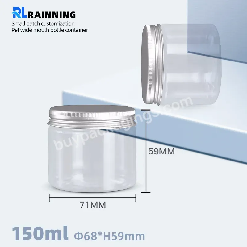 150ml Cosmetics Plastic Cream Jar With Aluminium Lid Pet Jar Packaging Body Scrub Containers