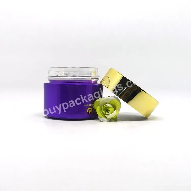 15g 20g 30g 50g 100g Hot Sale Cosmetics Packaging Containers Face Skincare Purple Cream Glass Jar With Plastic Lid