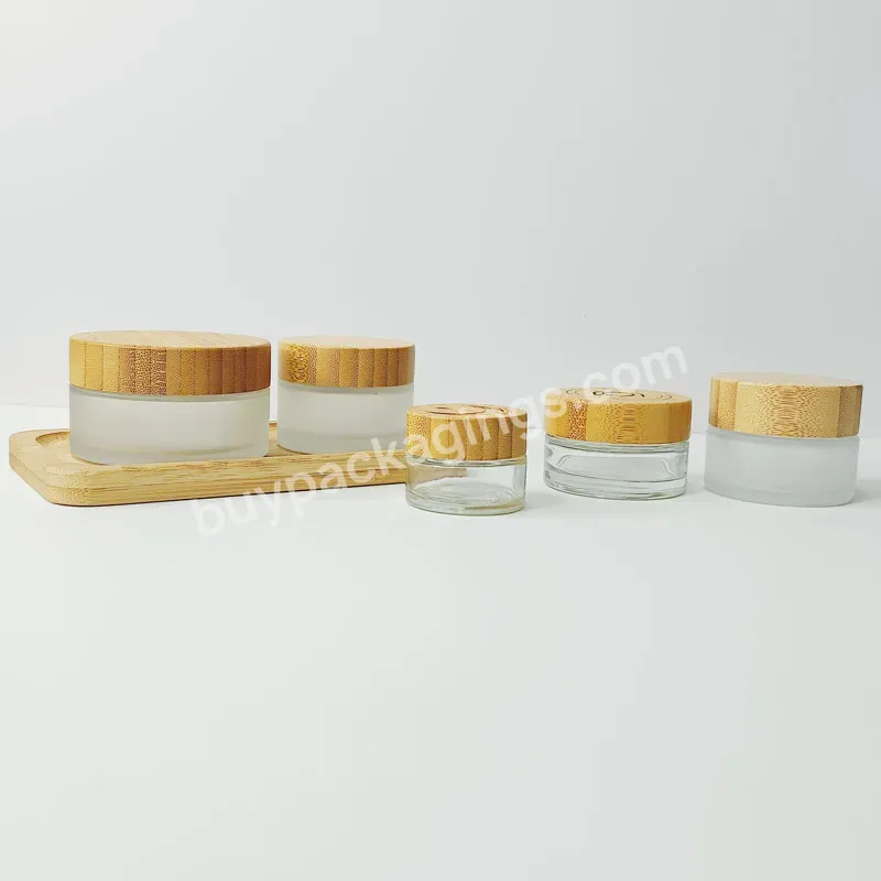 15g 30g 50g 100g Cosmetic Packaging Forested Clear Cream Empty Container With Bamboo Lid