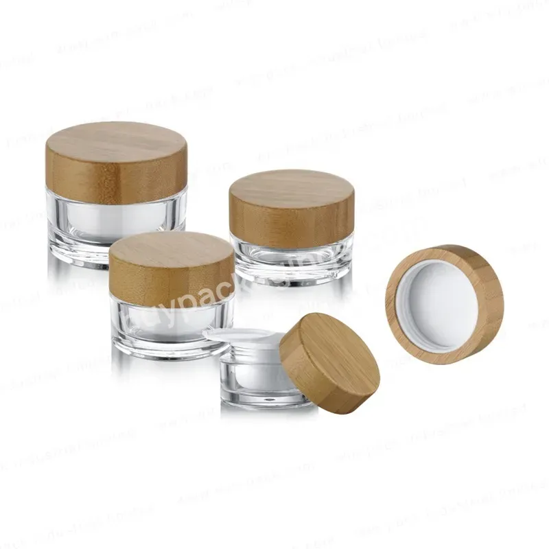 15g 30g 50g 100g Double Inner Glass Jar With Bamboo Lid