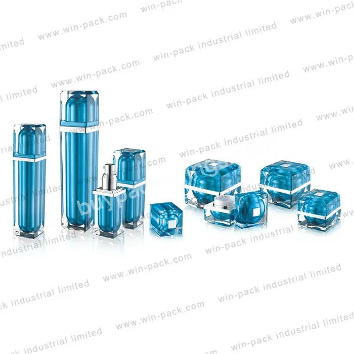 15g 30g 50g China Factory Wholesale Luxury Square Shape Blue Acrylic Cosmetic Jars Wholesale Usa