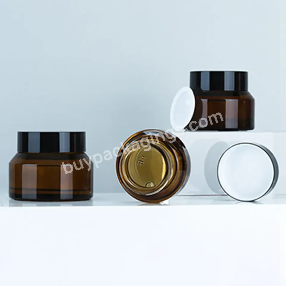 15g 30g 50g Green Amber Glass Jar With Lid Customized Skincare Packaging Jar Sustainable Empty Glass Container With Pe Lined - Buy 50g Amber Glass Jar With Lid,Customized Skincare Packaging Jar,Sustainable Empty Glass Container With Pe Lined.