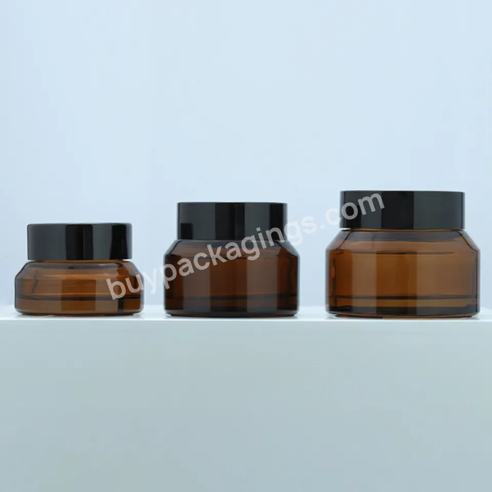 15g 30g 50g Green Amber Glass Jar With Lid Customized Skincare Packaging Jar Sustainable Empty Glass Container With Pe Lined - Buy 50g Amber Glass Jar With Lid,Customized Skincare Packaging Jar,Sustainable Empty Glass Container With Pe Lined.