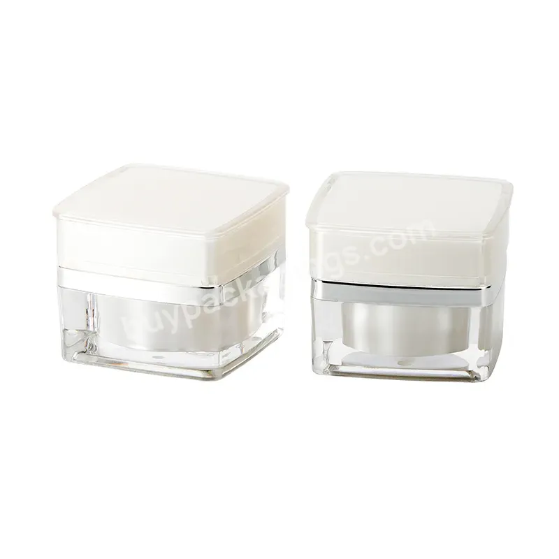 15g Square Acrylic Plastic Cream Jar Cosmetic Container Empty Jars With White Lid