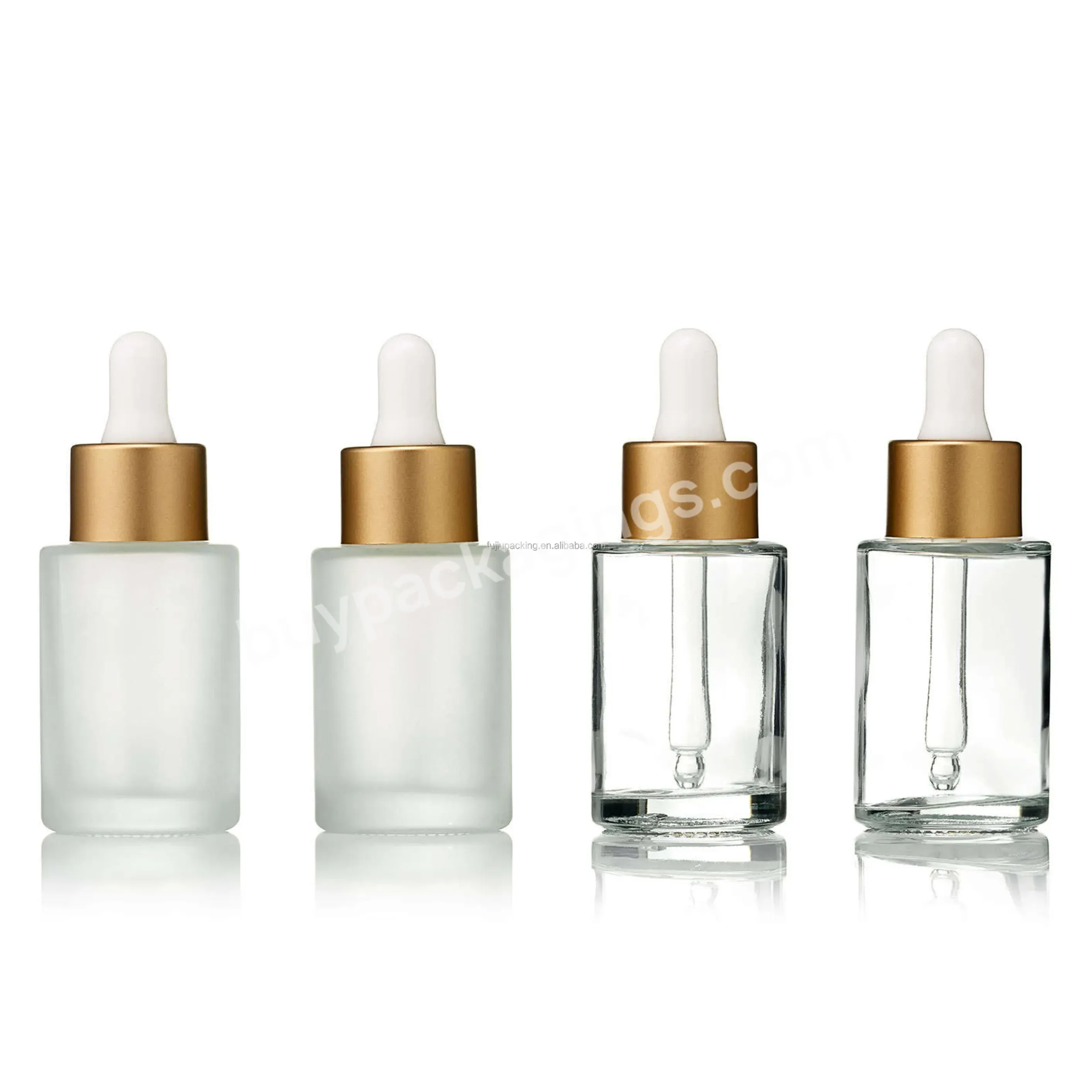 15ml 20ml 30ml 40ml 50ml 60ml 100ml Cylinder Clear Frosted Flat Shoulder Essential Oil Dropper Bottle 30ml Serum Bottle