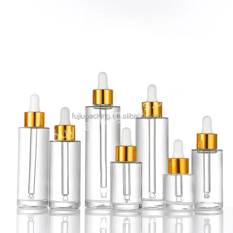 15ml 20ml 30ml 40ml 50ml 60ml 100ml Cylinder Clear Frosted Flat Shoulder Essential Oil Dropper Bottle 30ml Serum Bottle