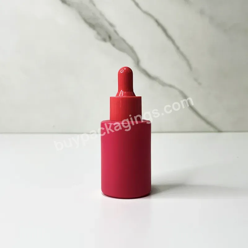 15ml 20ml 30ml 50ml 100ml Red Cosmetic Empty Refillable Essential Oil Frosted Flat Shoulder Dropper Glass Bottle With Skincare