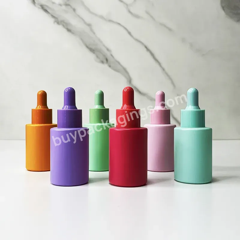 15ml 20ml 30ml 50ml 100ml Red Cosmetic Empty Refillable Essential Oil Frosted Flat Shoulder Dropper Glass Bottle With Skincare