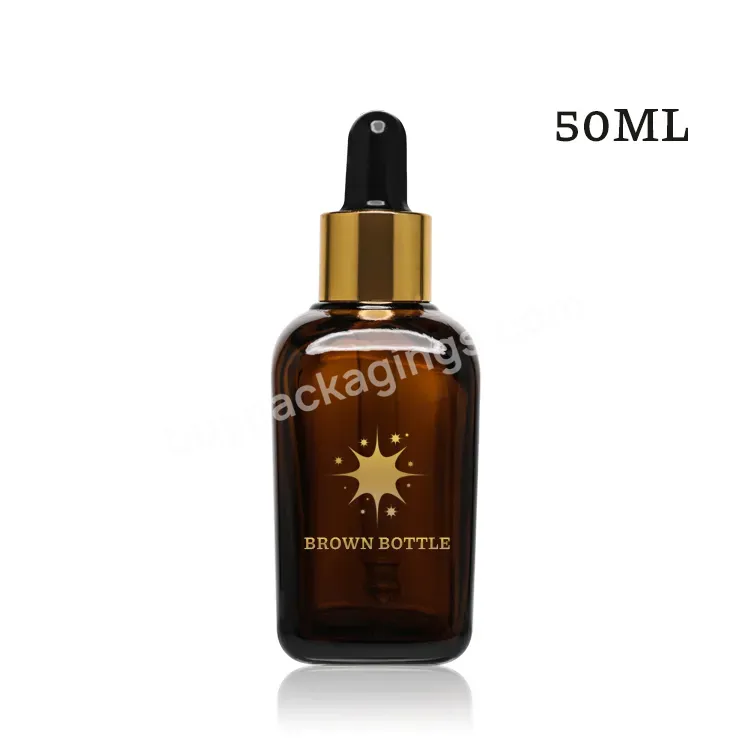 15ml 25ml 50ml Small Square Amber Glass Dropper Bottle Essential Oil Bottle Dropper Brown Beauty Makeup Glass Cosmetic Packaging