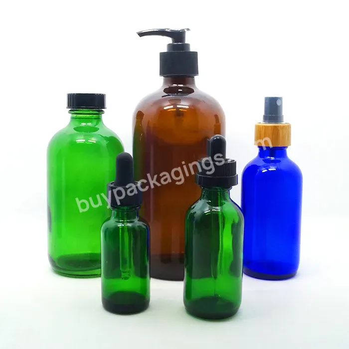 15ml 30 Ml 60 Ml 120 Ml Clear Amber Blue Green Empty Boston Essential Oil Bottle Round Glass Hair Oil Dropper Bottles