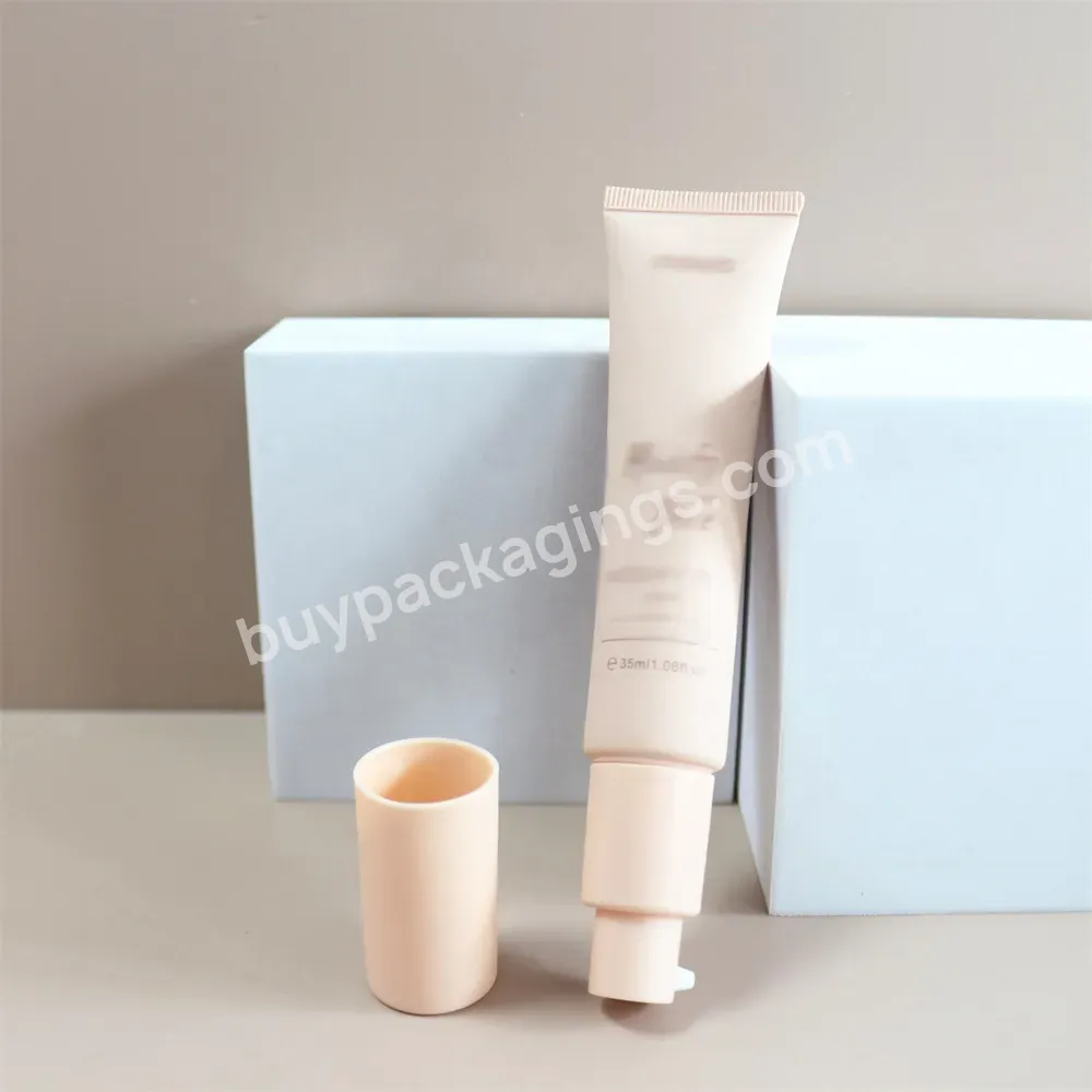 15ml 30ml 1.6 Oz 45ml Frosted Nude White Plastic Squeeze Cosmetic Packing Airless Pump Bb Cc Cream Tube For Sunblock Sunscreen