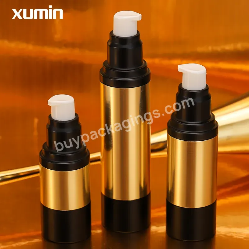 15ml 30ml 50 Ml Airless Pump Bottle Gold Airless Bottle 50ml Pump With Black Cap Airless Pump Bottle For Serum - Buy Airless Pump Bottle Gold,Airless Pump Bottle 50ml Black,Airless Pump Bottle For Serum.