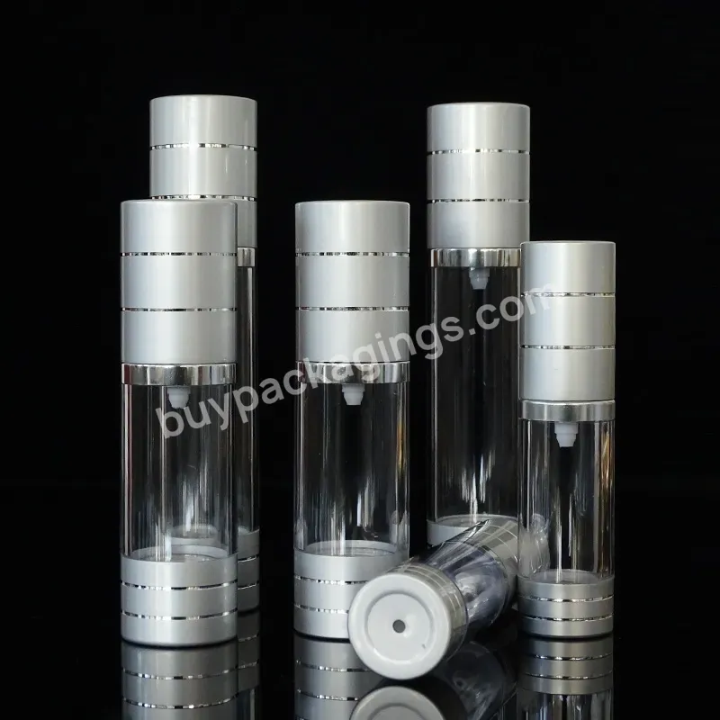 15ml 30ml 50ml 100 Ml Luxury Matte Silver Aluminum Cosmetic Frosted Plastic Spray Silver Airless Pump Bottle