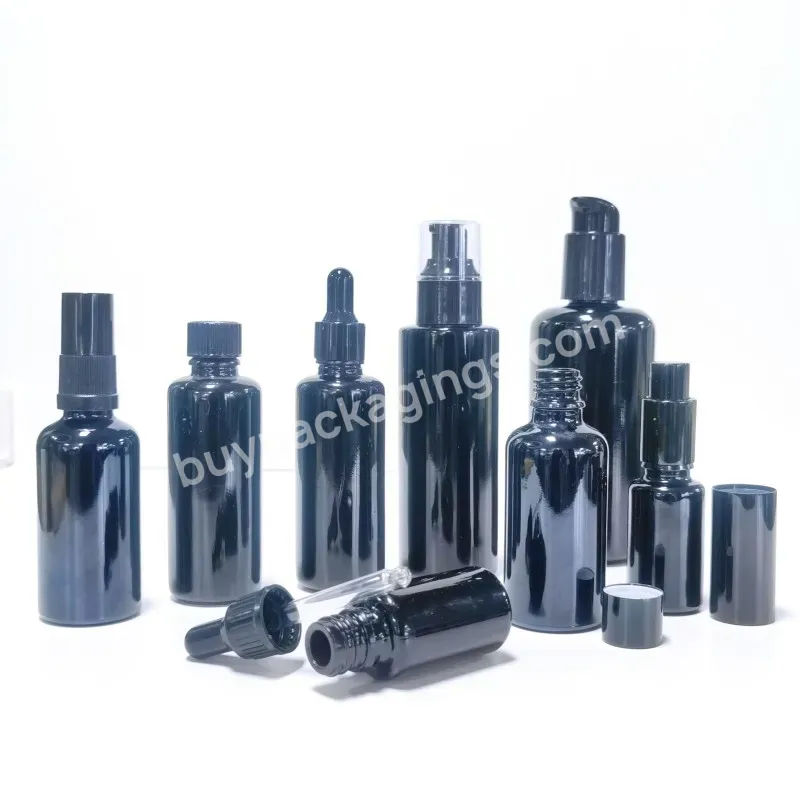 15ml 30ml 50ml 100ml 150ml 200ml Black Dark Uv Violet Glass Essential Oil Lotion Cosmetic Dropper Bottle