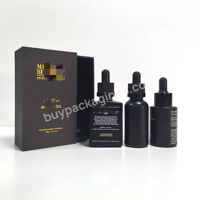 15ml 30ml 50ml 100ml Custom Empty Black Rectangle Glass Bottle With Dropper Cap