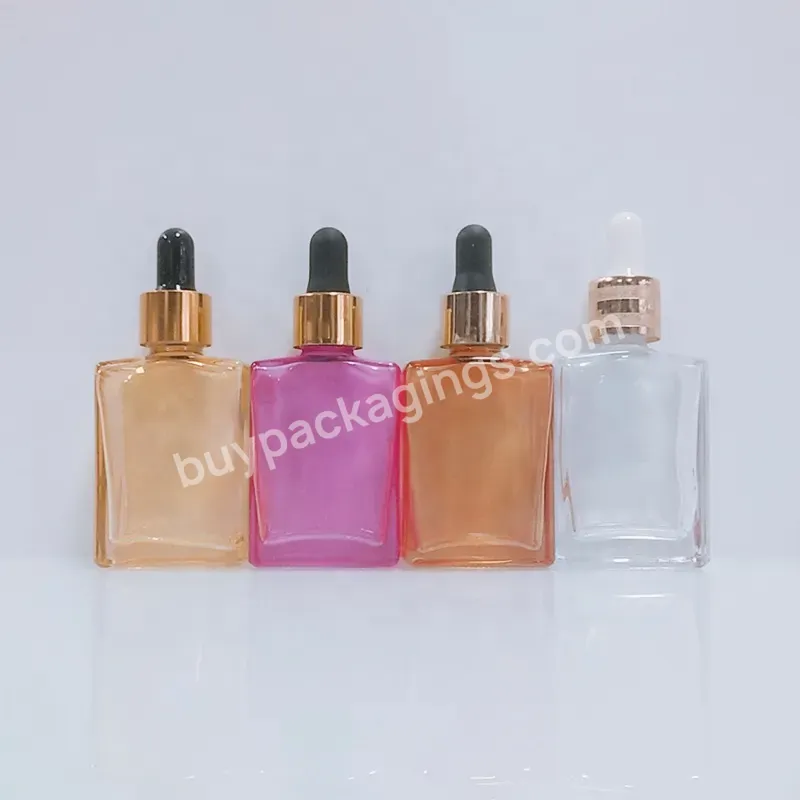 15ml 30ml 50ml 100ml Custom Hot Sale Empty Clear Square Rectangle Glass Bottle With Dropper Cap