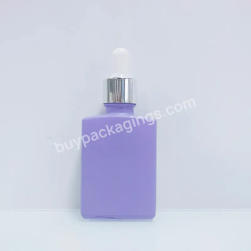 15ml 30ml 50ml 100ml Flat Square Rectangle Luxury Glass Dropper Bottles With Shiny Silver Gold Collar For Serum Essentioal Oil