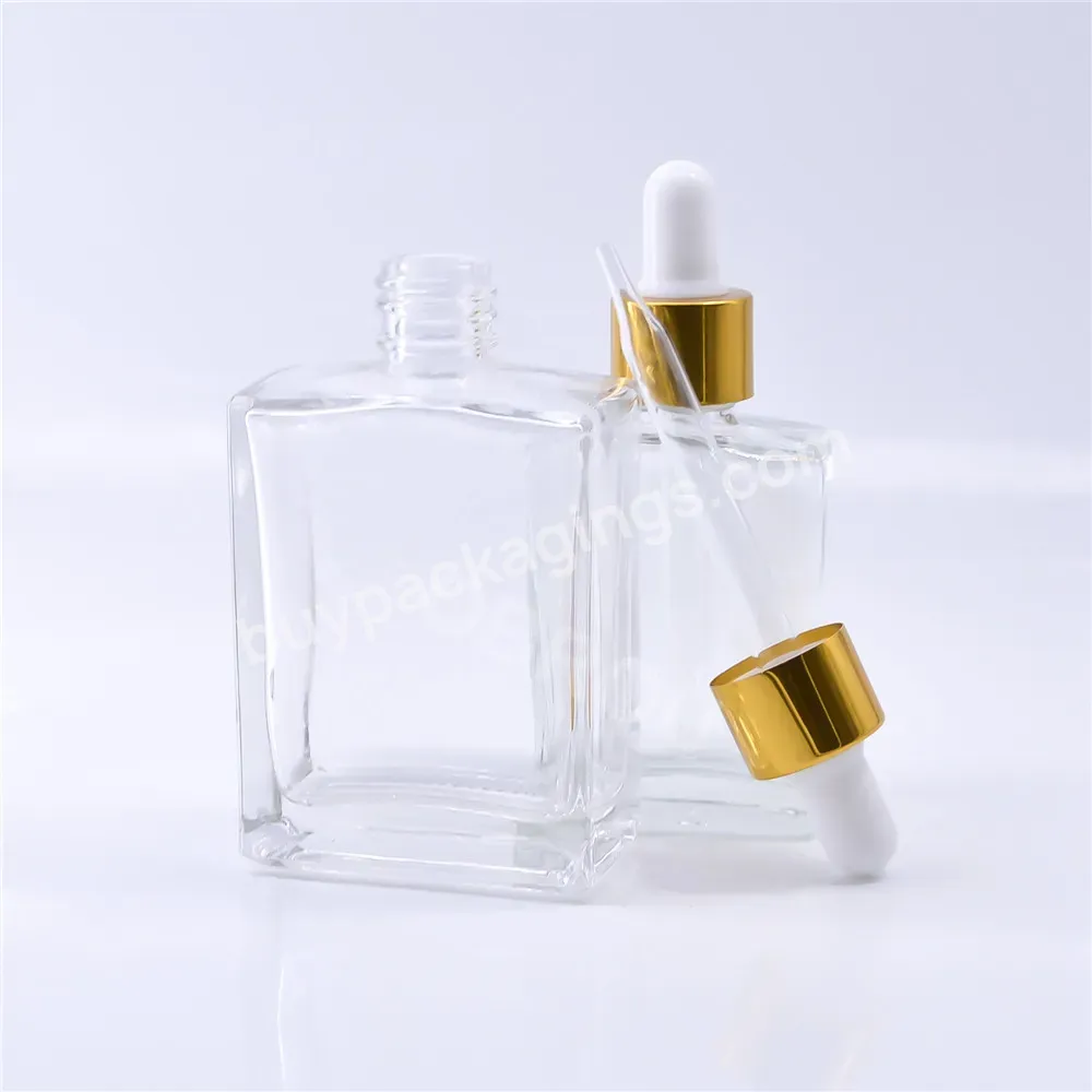 15ml 30ml 50ml 100ml Transparent Rectangle Oil Glass Dropper Bottle Cosmetic Serum Drop Bottle