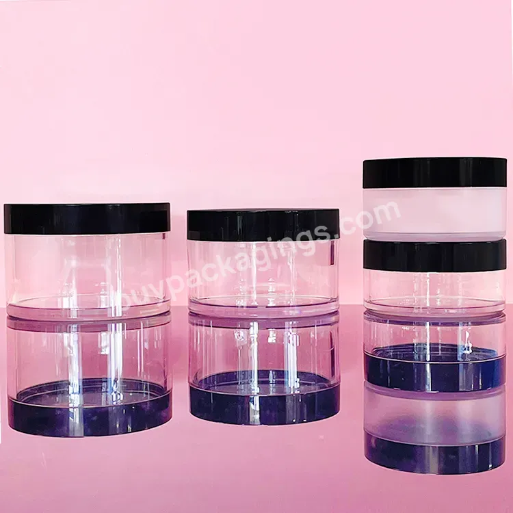 15ml 30ml 50ml 80ml 100ml 120ml 200ml 300ml Thick Wall Pet Clear Lip Scrub Container Cosmetic Cream Plastic Jars With Black Cap