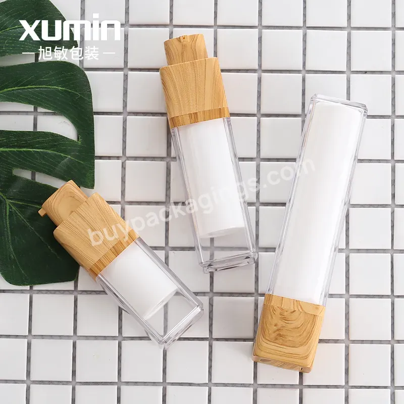 15ml 30ml 50ml Cosmetic Airless Pump Bottle Bamboo Airless Cosmetic Bottles