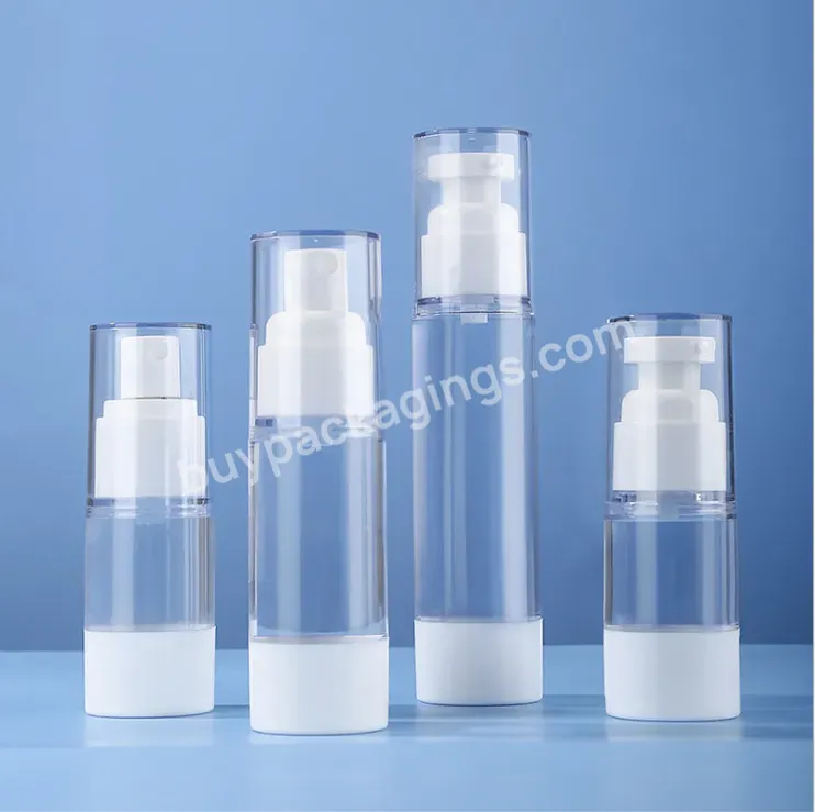 15ml 30ml 50ml Cosmetic Packaging Container White Pp Cosmetic Airless Pump Bottle