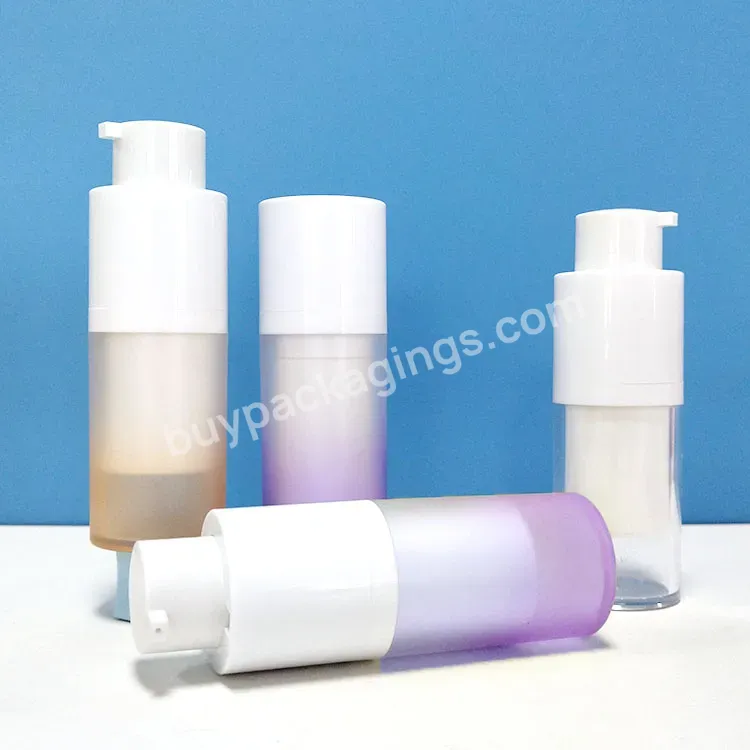 15ml 30ml 50ml Custom Cosmetic Vacuum Cosmetic Lotion Serum Face Foundation Pink Frosted Airless Plastic Bottle With Pump