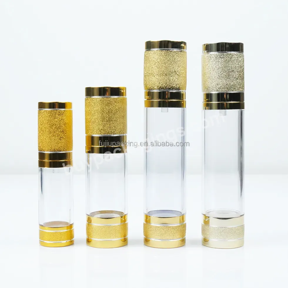 15ml 30ml 50ml Gold Pink Glitter Airless Vacuum Bottles Luxury Emulsion Lotion Fragrance Perfume Spray Bottle