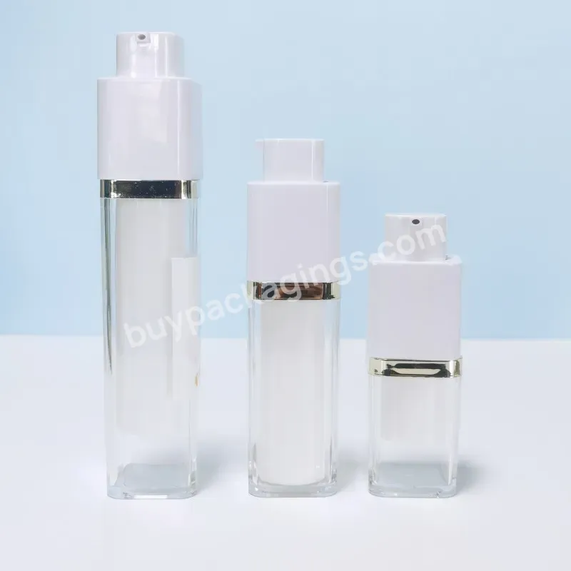 15ml 30ml 50ml Square Airless Pump Cosmetic Foundation Bottle Packaging Twist Up Container For Cosmetics Airless Bottle