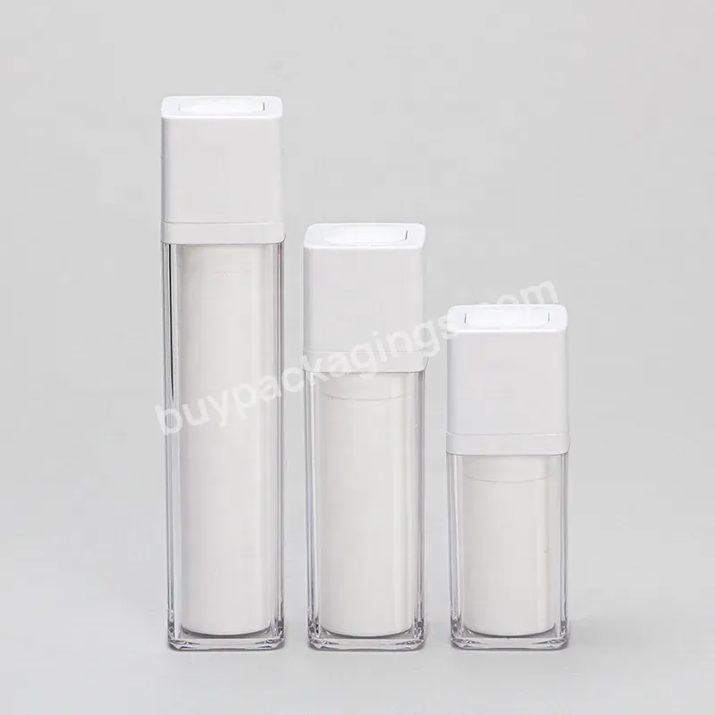 15ml 30ml 50ml Square Clear White Plastic As Airless Pump Bottles With Self Locking