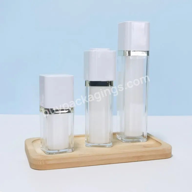 15ml 30ml 50ml Twist Up Square Airless Pump Cosmetic Lotion Serum Bottle Skincare Packaging Set